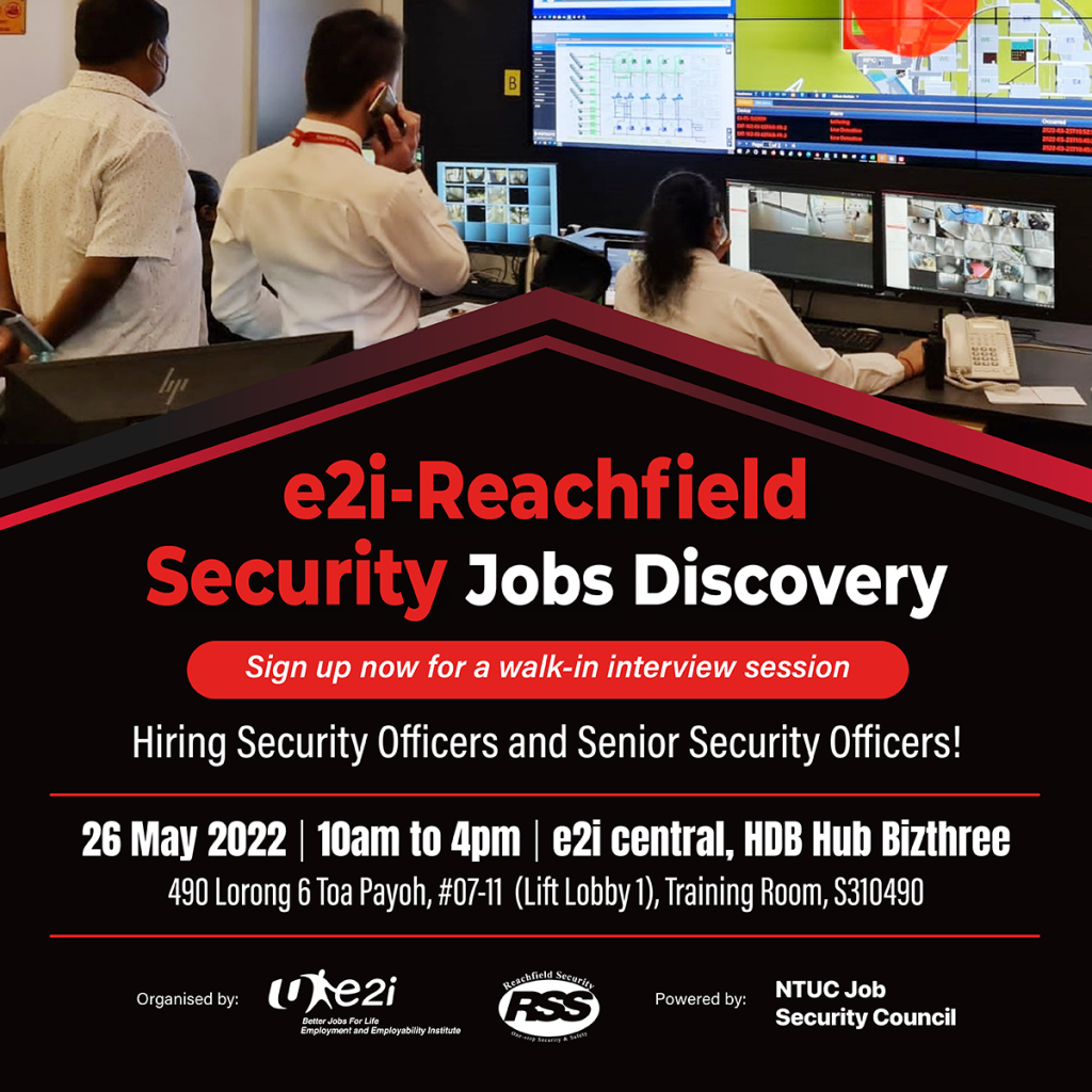 Make Singapore a safer place with Reachfield Security! Full and part-time positions are available.