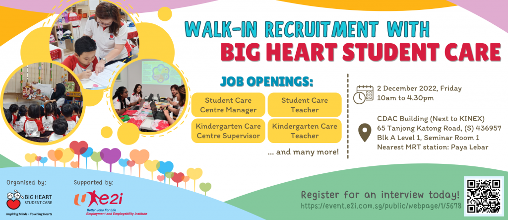 Walk-in Recruitment with Big Heart Student Care 2 Dec